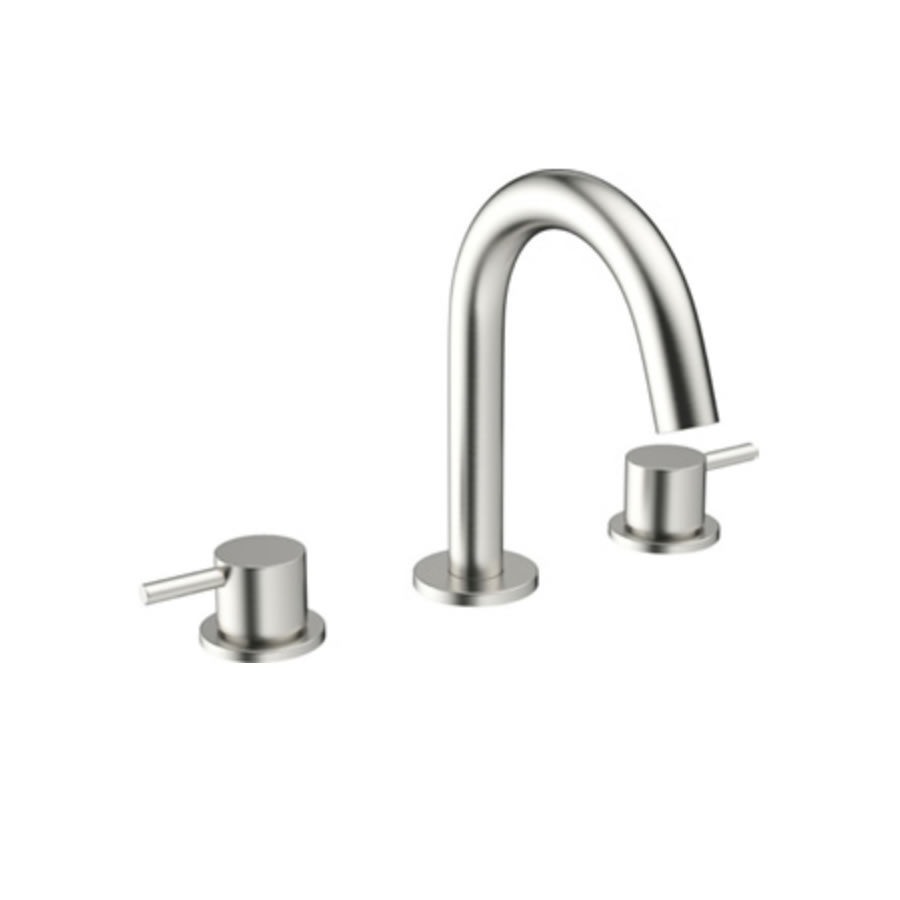 Mike Pro basin 3 hole set Brushed stainless steel effect